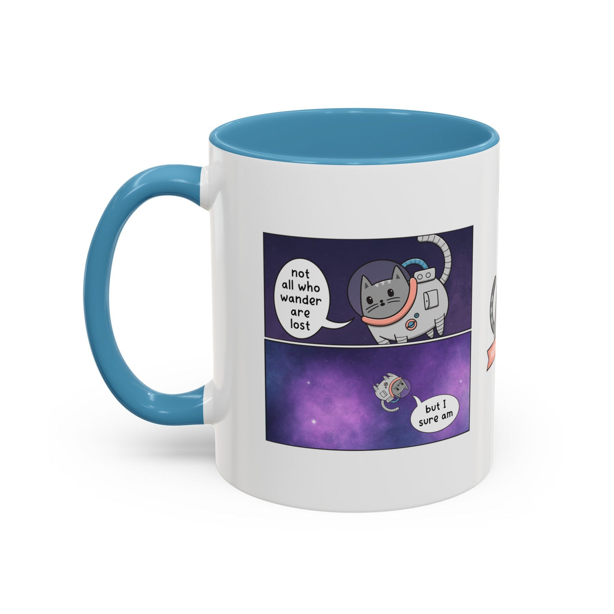 Not All Who Wander Cat Comic Mug