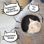 Peekaboo Ocean Blue Wool Cat Cave