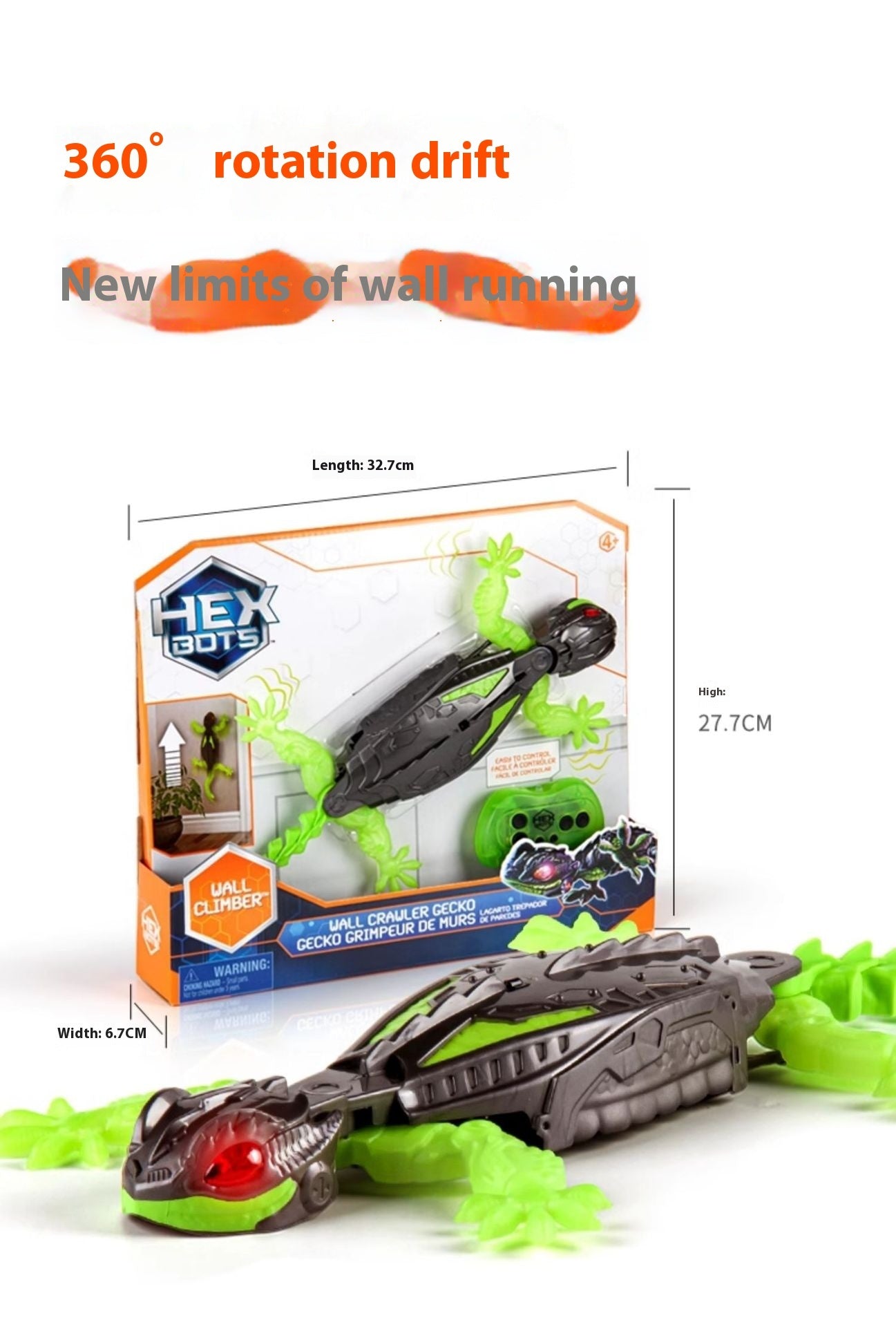 Wall Crawler Gecko, Rechargeable Remote Control Robot Kids Toys, Climbs up Walls