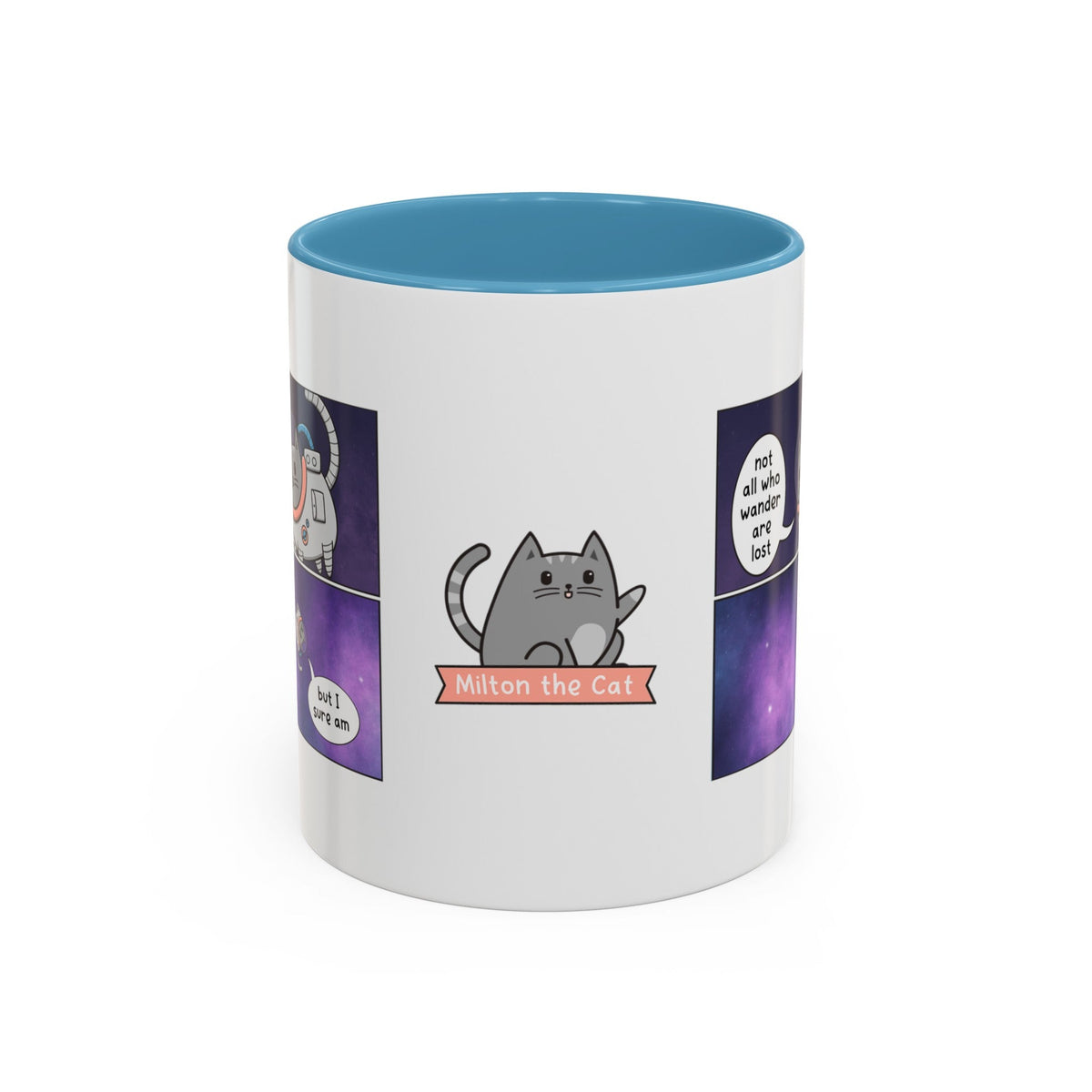 Not All Who Wander Cat Comic Mug