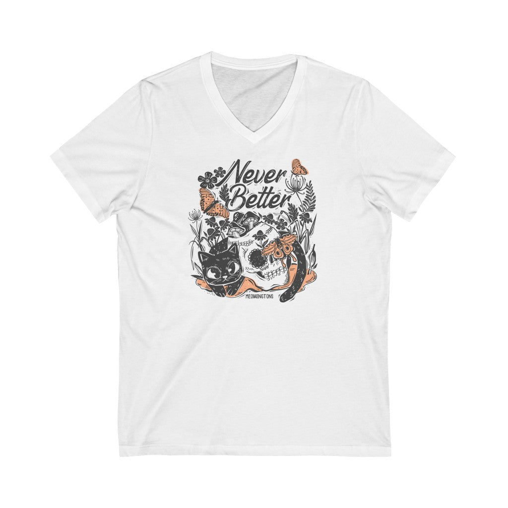 Never Better V-Neck Cat T-Shirt
