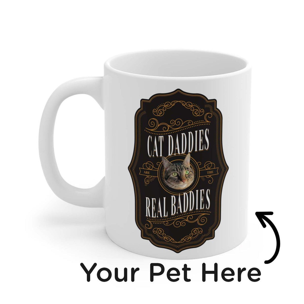 Custom Cat Daddies Are The Real Baddies Whiskey Label Cat Mug