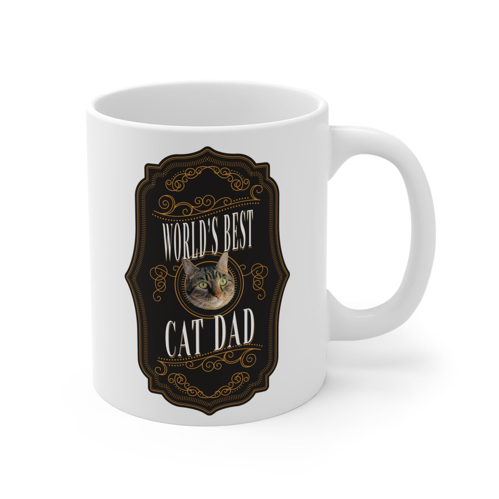 Custom World's Best Cat Dad Whiskey Label Cat Mug