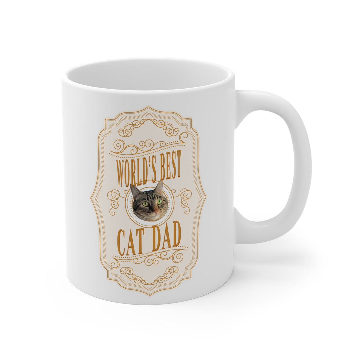 Custom World's Best Cat Dad Whiskey Label Cat Mug