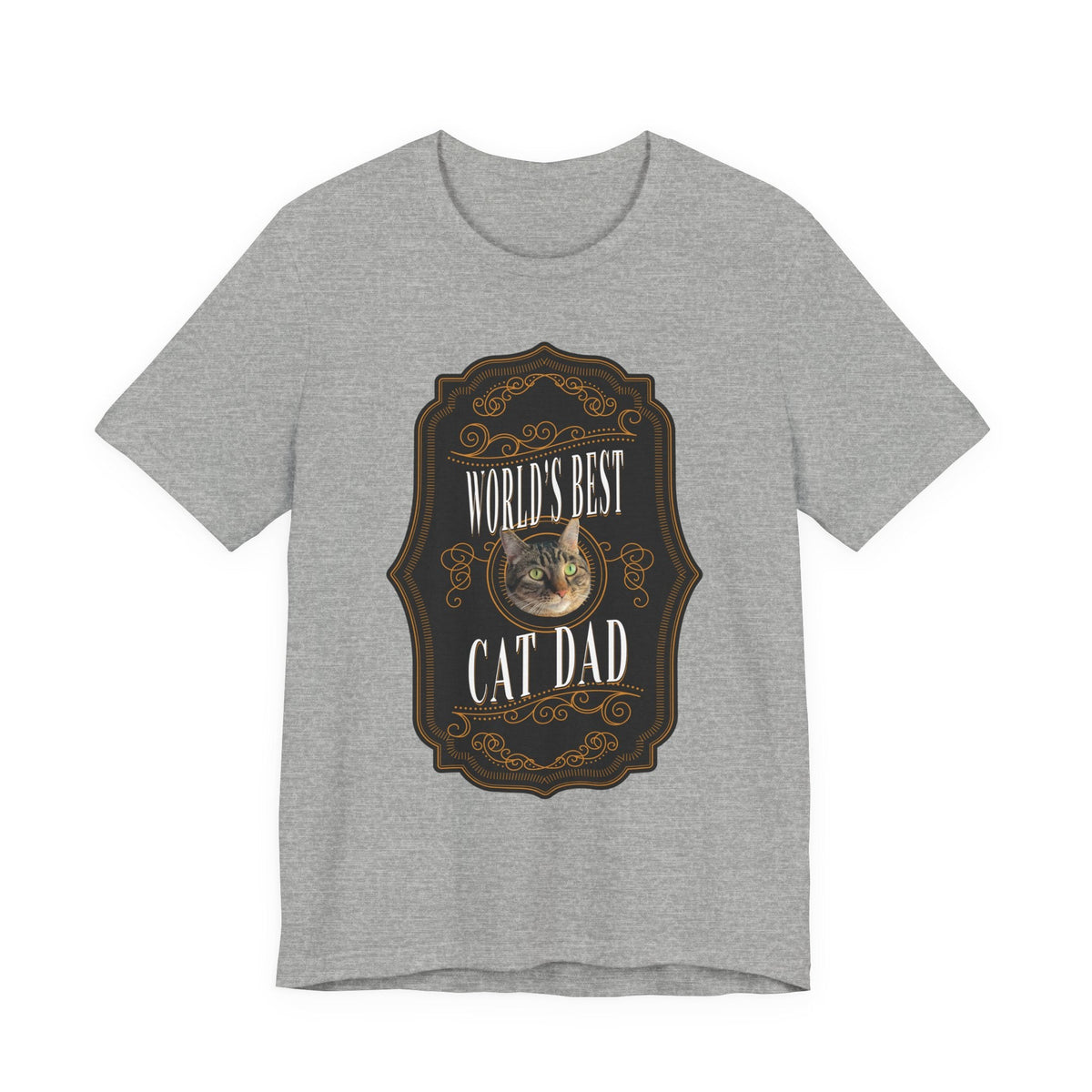 Customizable World's Best Cat Dad Whiskey Label T-Shirt - Dark