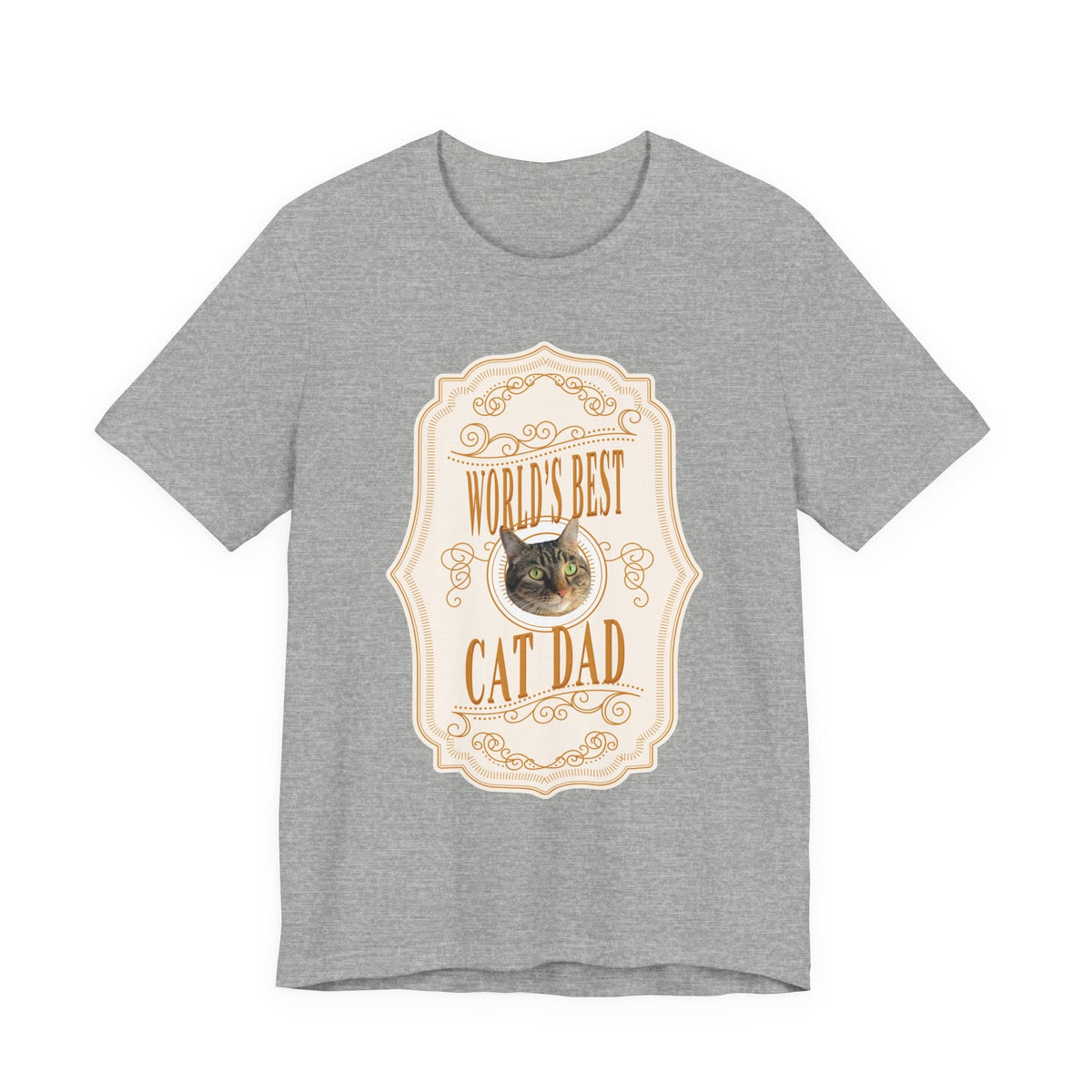 Customizable World's Best Cat Dad Whiskey Label T-Shirt - Light