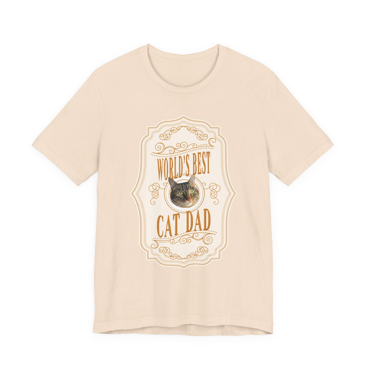 Customizable World's Best Cat Dad Whiskey Label T-Shirt - Light