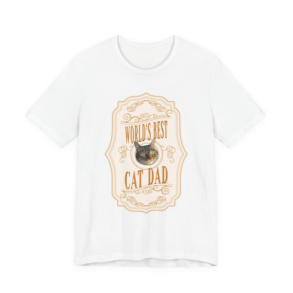 Customizable World's Best Cat Dad Whiskey Label T-Shirt - Light